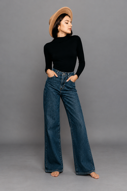 Urban Muse Dark-Wash Wide-Leg Jeans