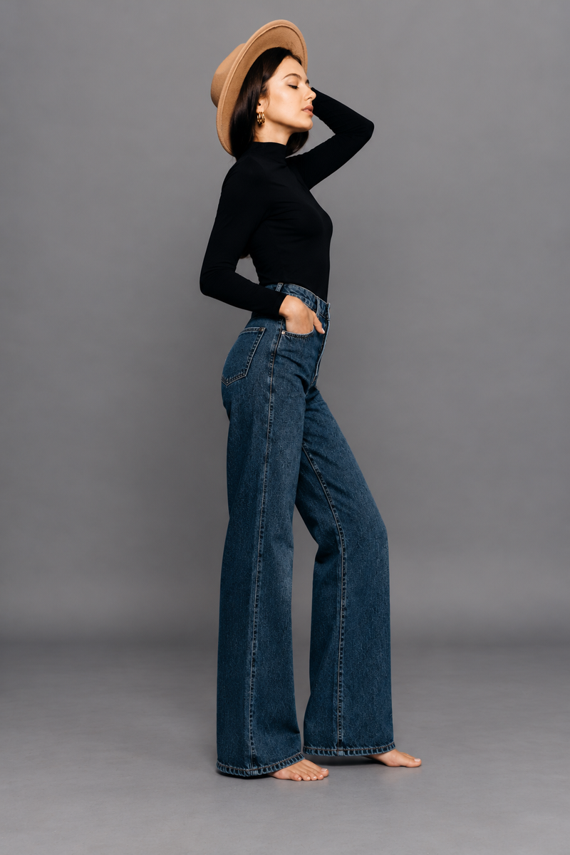 Urban Muse Dark-Wash Wide-Leg Jeans