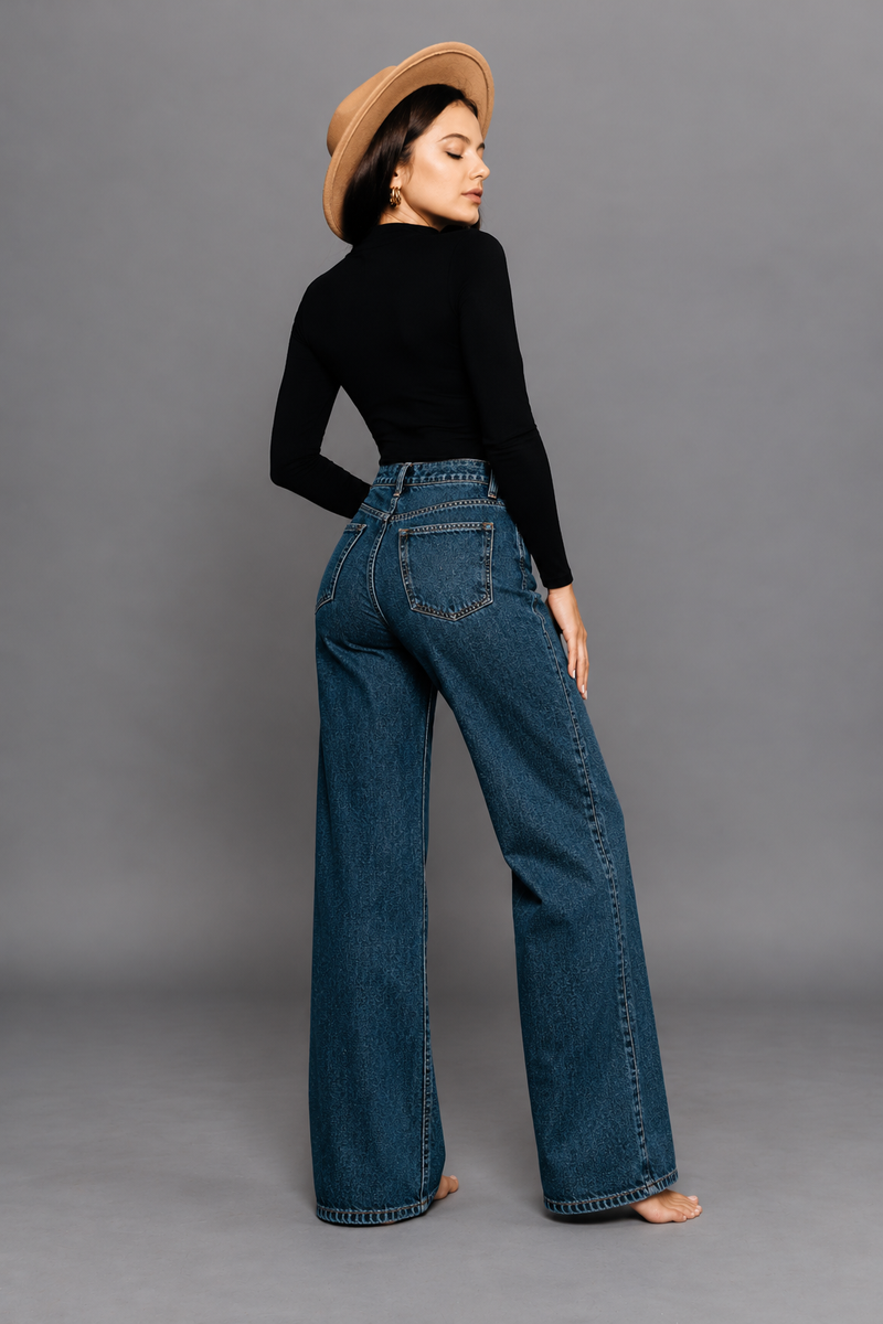 Urban Muse Dark-Wash Wide-Leg Jeans
