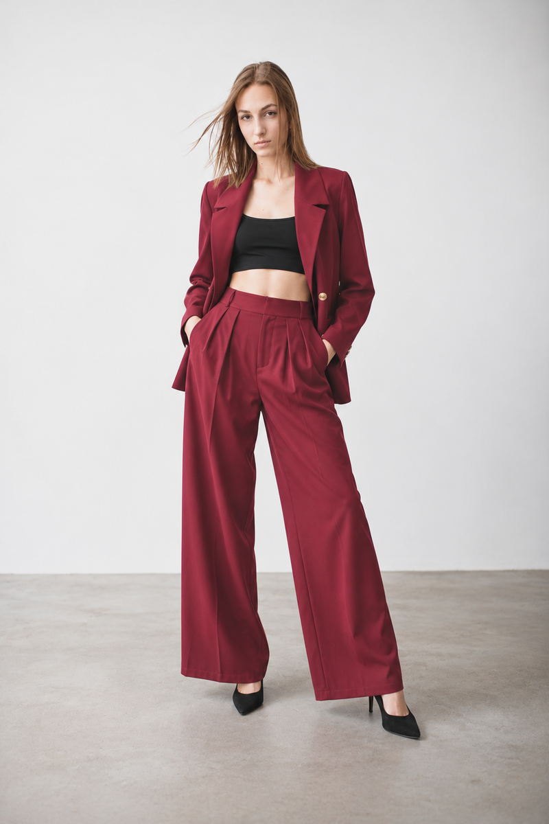Burgundy Tailored Blazer Co-ord Set