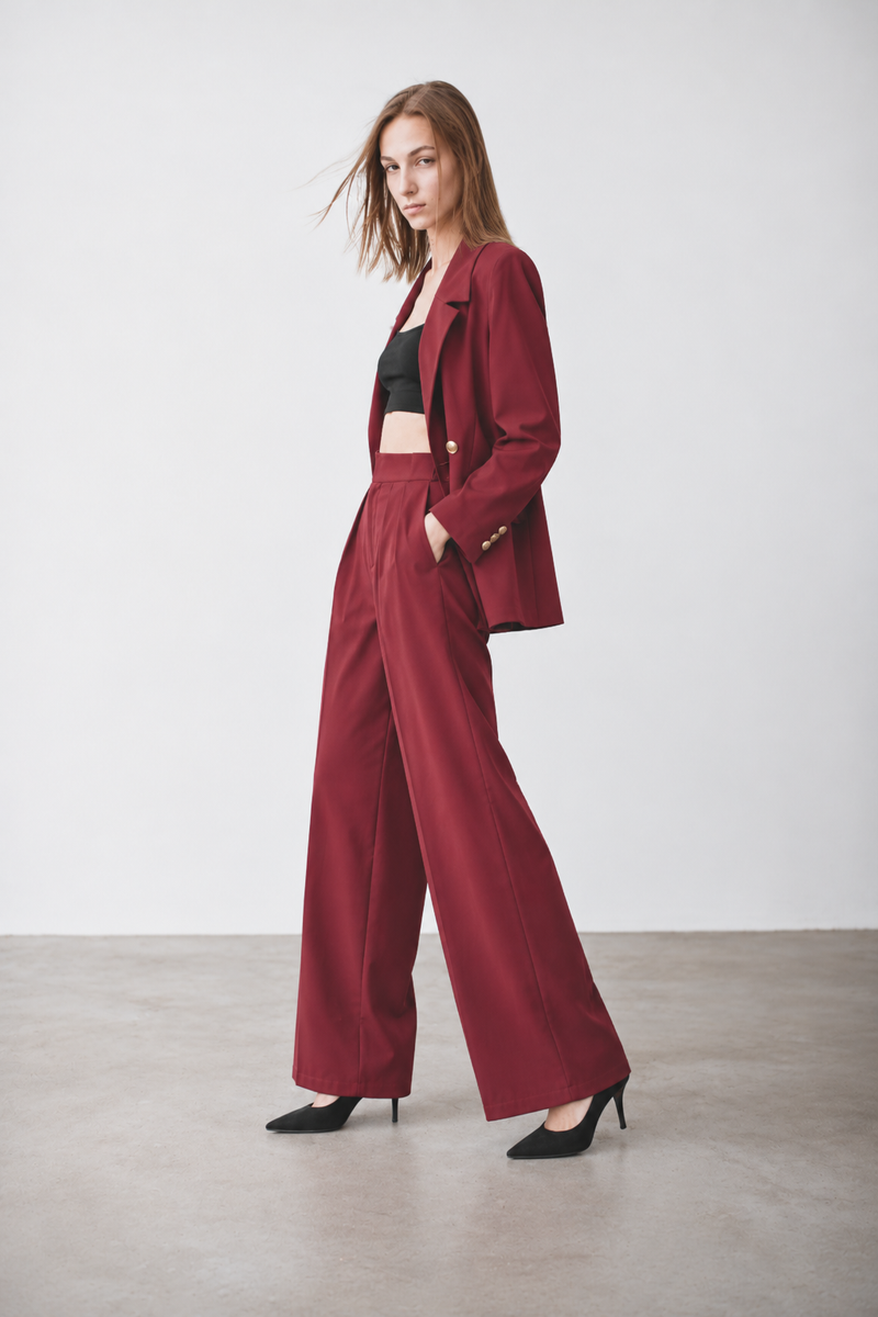 Burgundy Tailored Blazer Co-ord Set