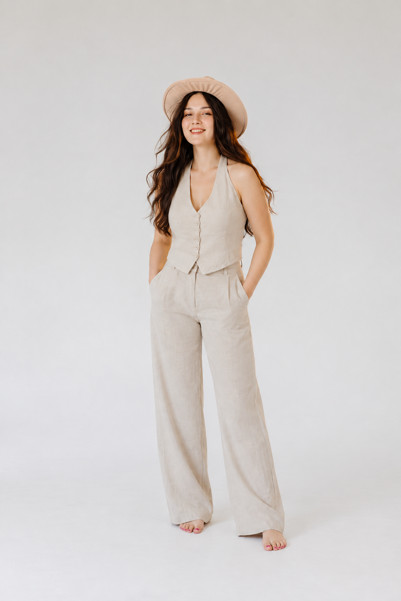 Sandstone Linen Halter Co-ord Set