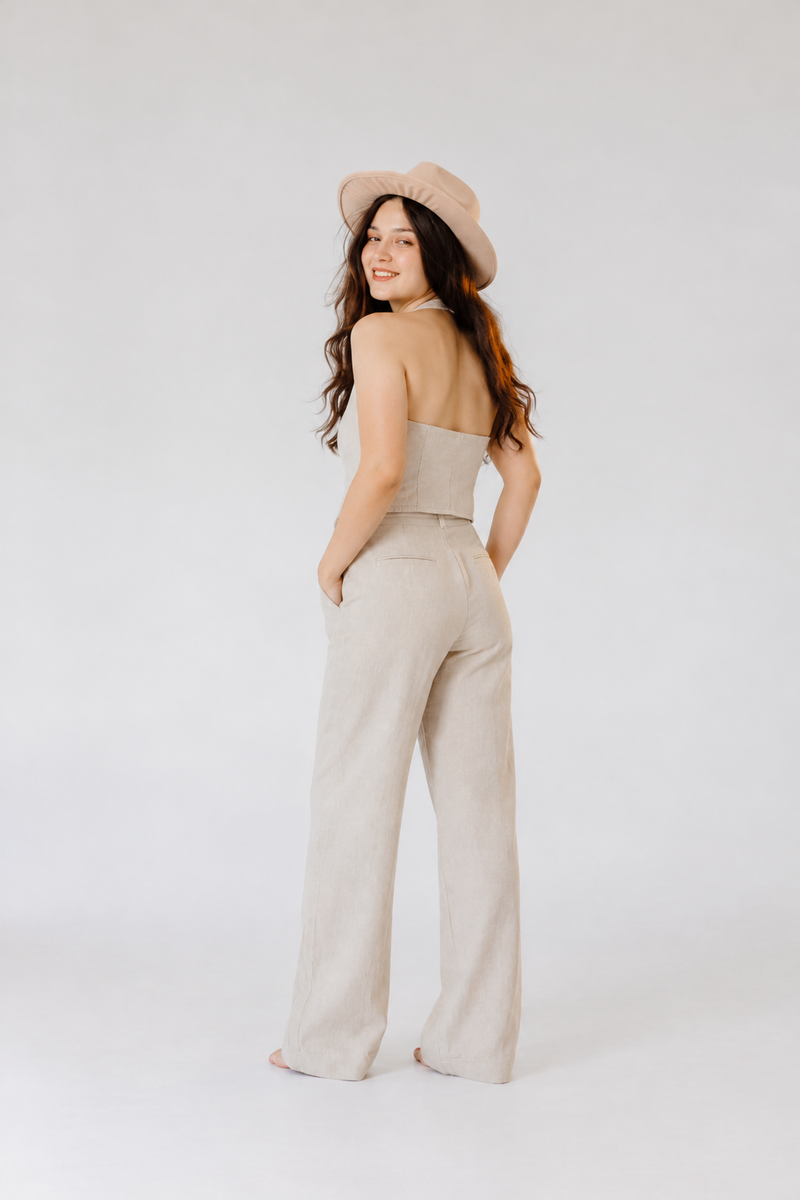 Sandstone Linen Halter Co-ord Set