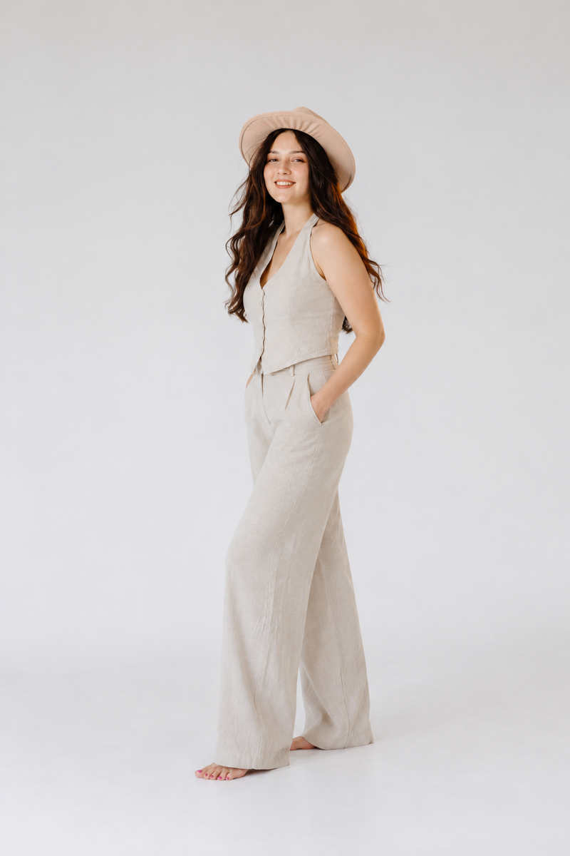 Sandstone Linen Halter Co-ord Set