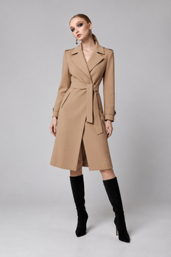 Camel Collared Coat Dress