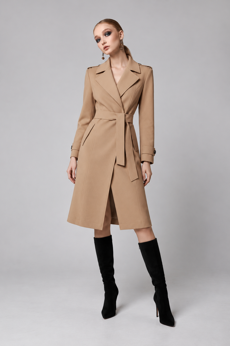 Camel Collared Coat Dress