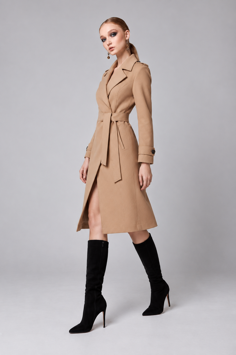 Camel Collared Coat Dress