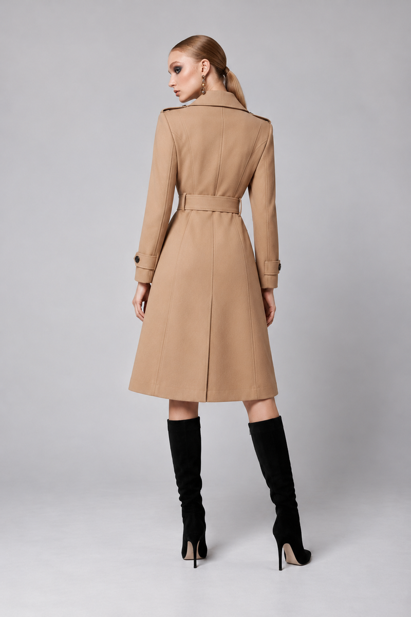 Camel Collared Coat Dress
