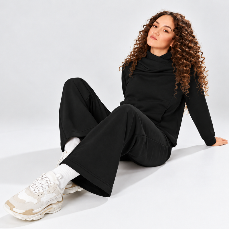Cowl-Neck Wide-Leg Co-ord Set